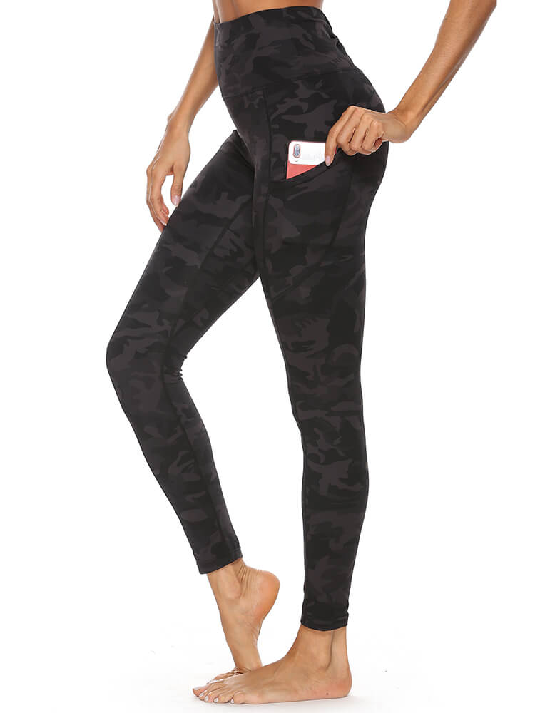 High Waisted Ruched Workout Leggings with Pockets