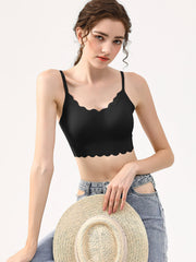 Rippled Edge Low Back Wireless Bralette Top