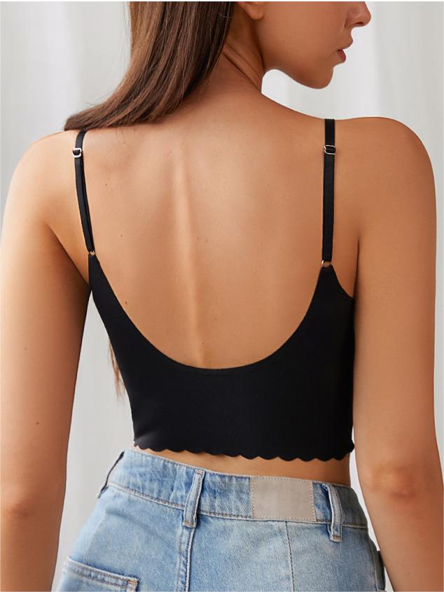 Rippled Edge Low Back Wireless Bralette Top