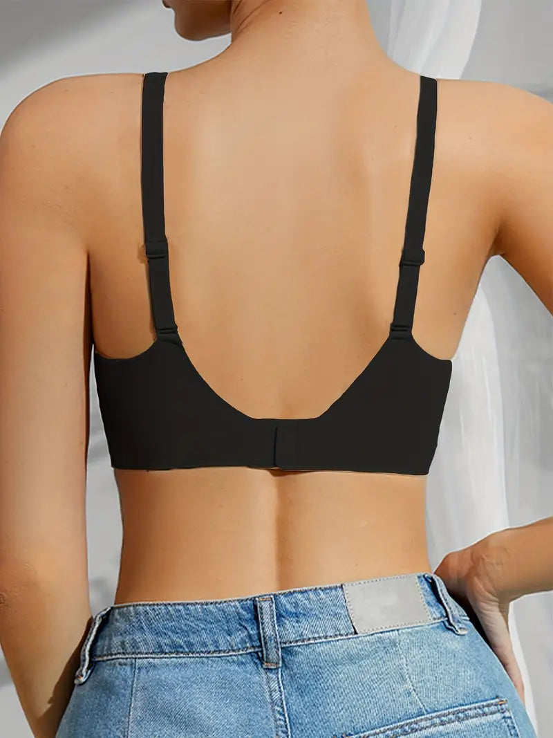 Wide Straps Wireless Bra Blcak