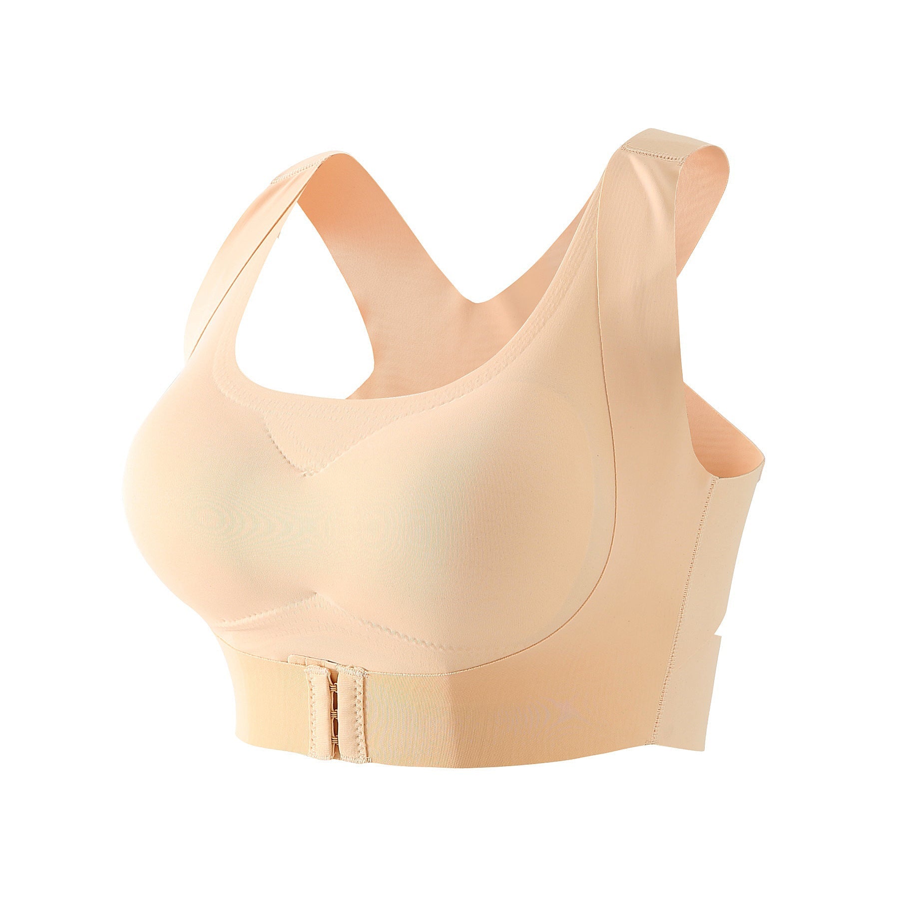 Plus Size Front Closure Push-up Wireless Bra Beige