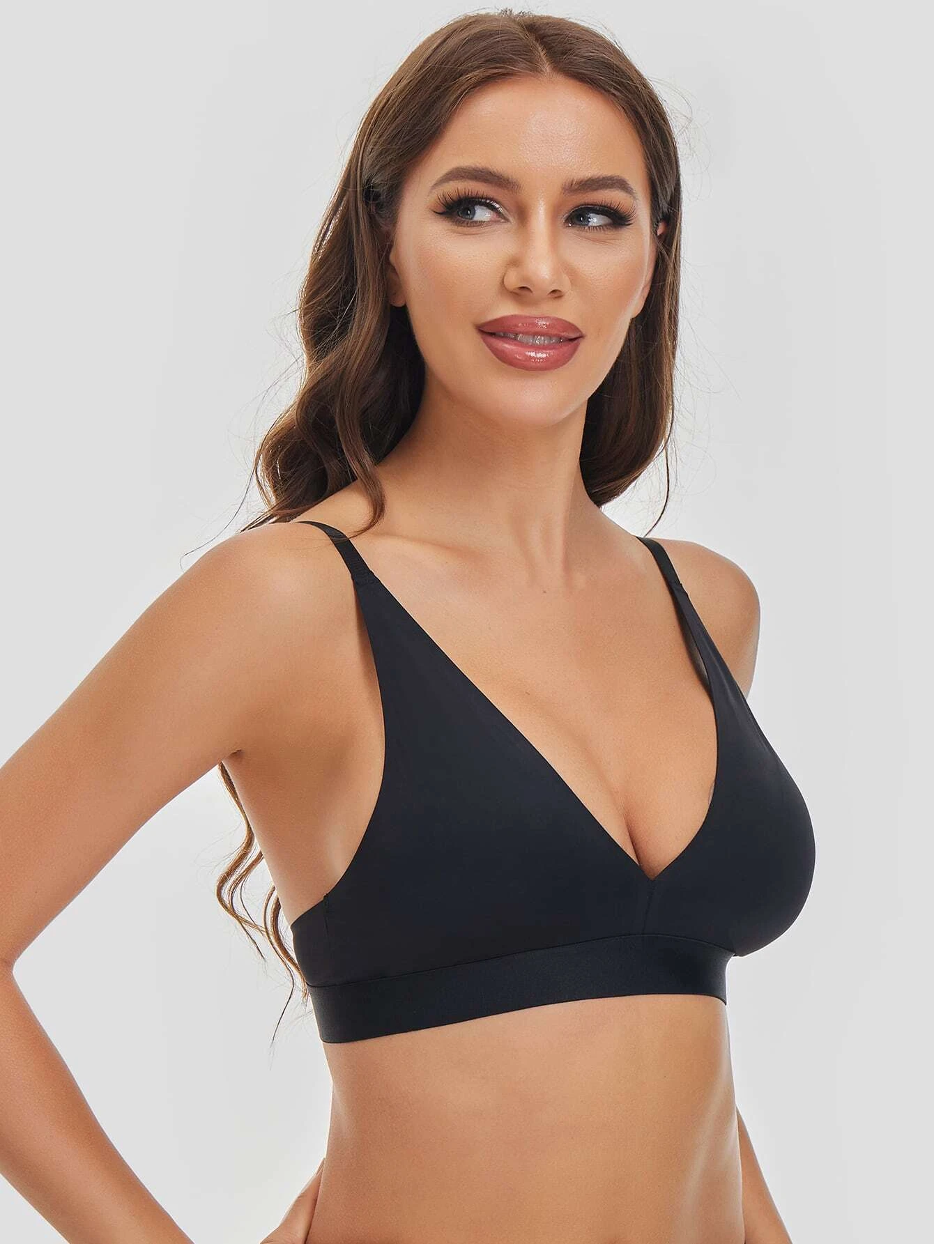 Solid Plunging Neck Wireless Bralette