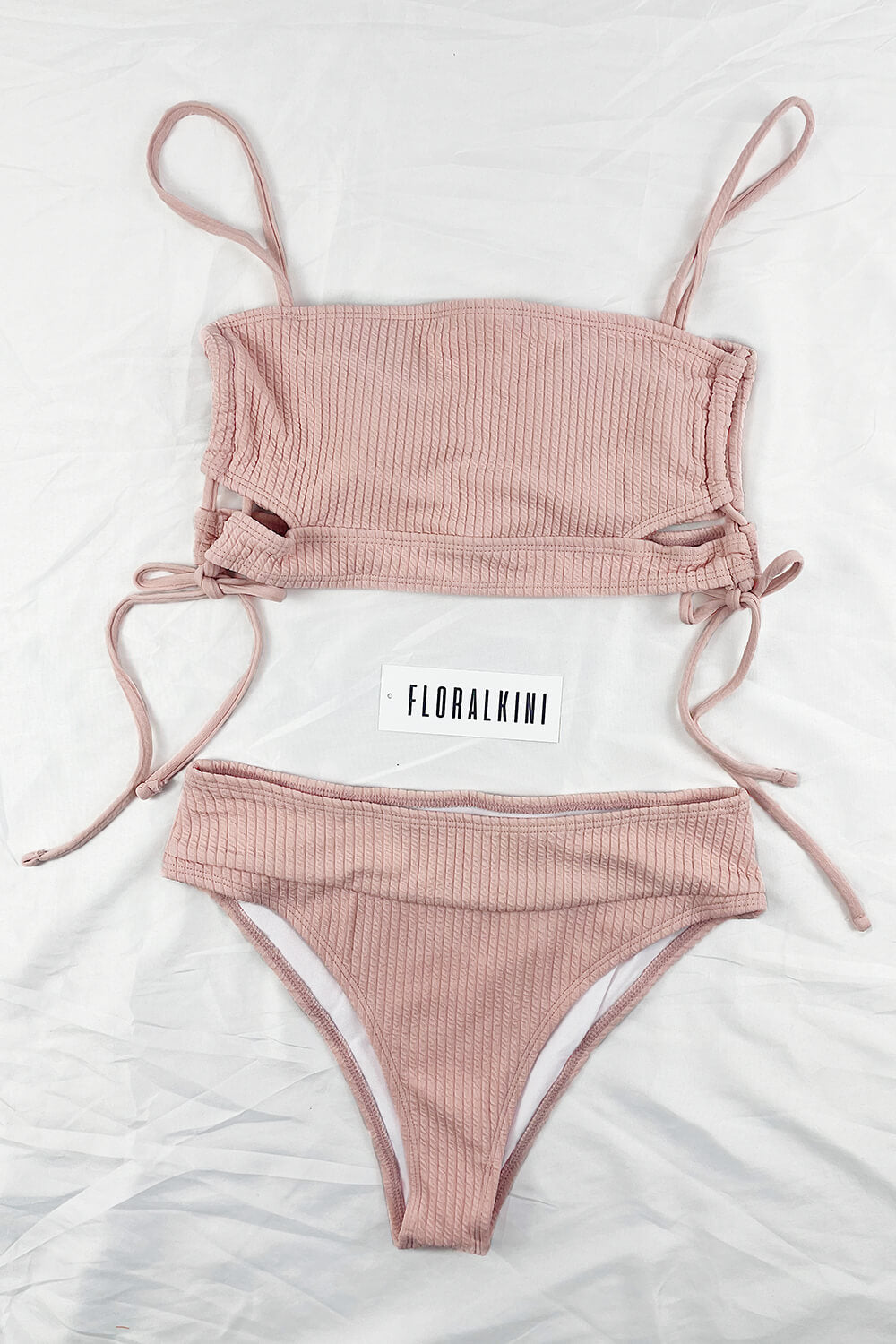 classic snakes crisscross bra-style bikini top Images... Pink Ribbed Criss Cross Cutout Lace-Up Side Long Line Bikini Top – Zreei