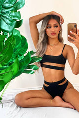 Black Cut Out Underbust Bikini Top