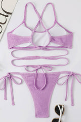 Violet Crinkle Wrap Scoop Bikini Top
