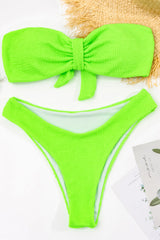 Lime Crinkle Bandeau Bow Bikini Top