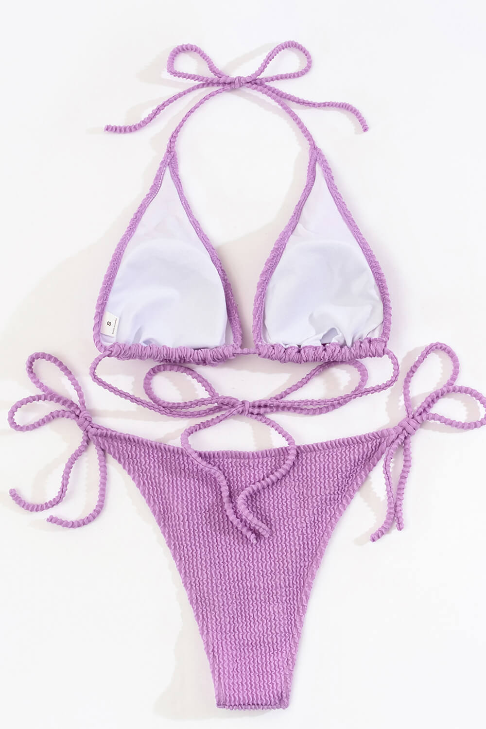 Lilac Crinkle Halter Bikini Top