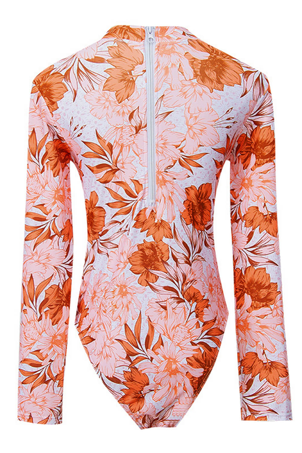 Floral Print Long Sleeve One Piece Swimsuit