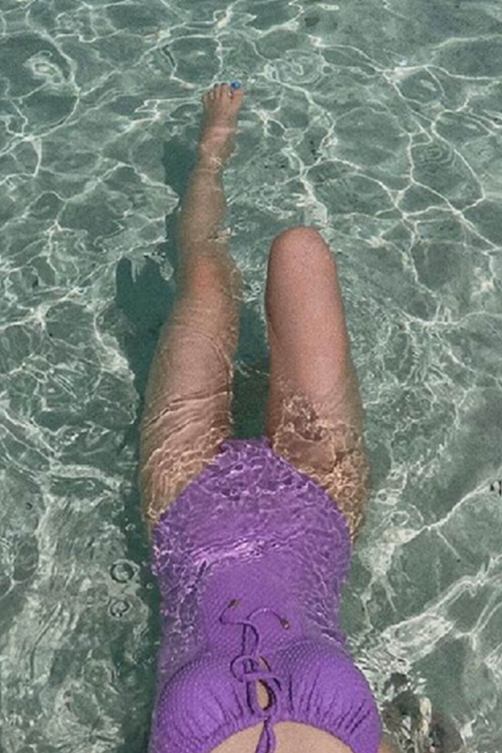 Purple Textured Knotted Cut Out One Piece Swimsuit