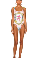 Tresor De La Mer Printed Scoop Neck High-Cut One-Piece Swimsuit
