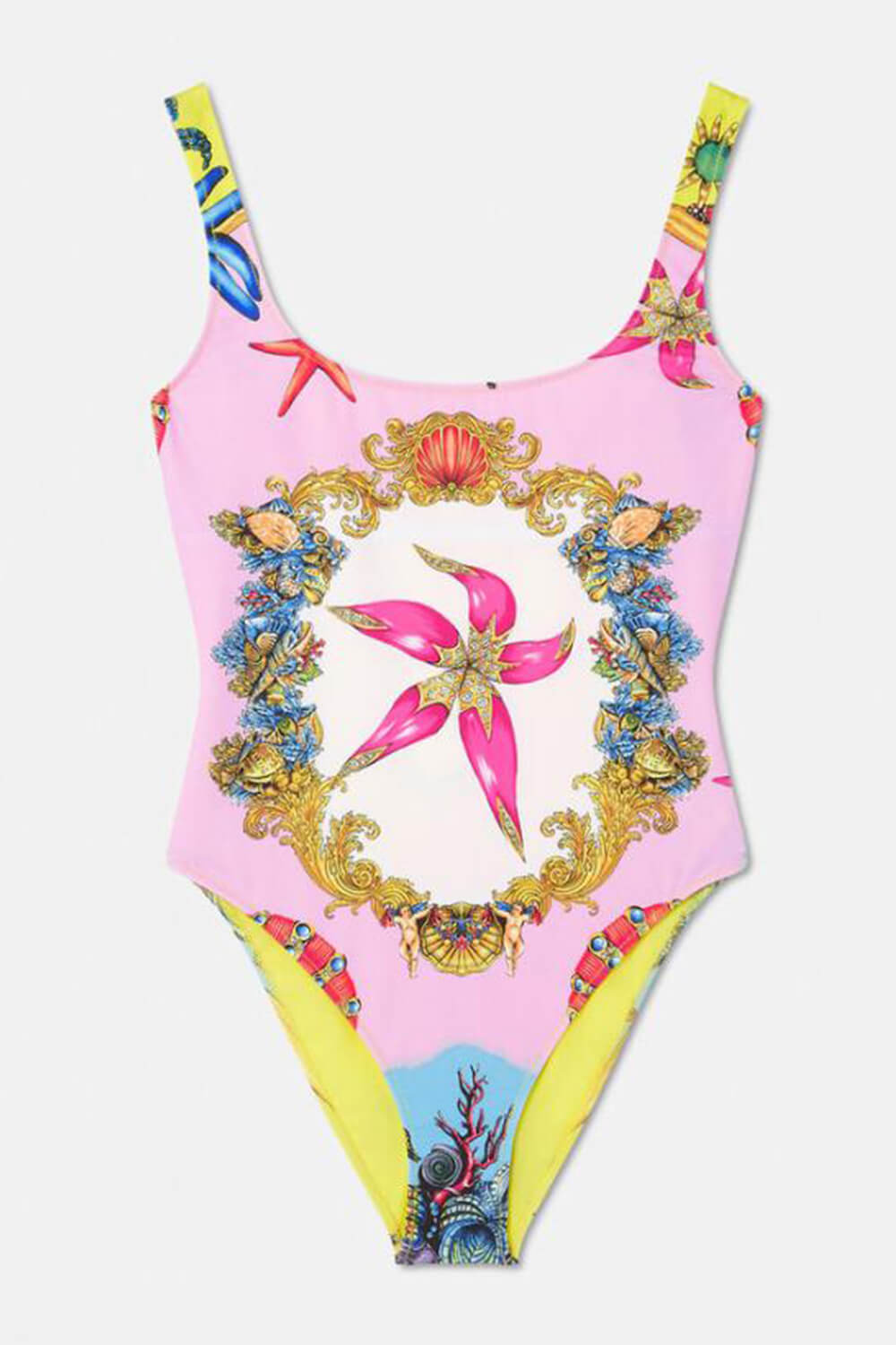 Tresor De La Mer Printed Scoop Neck High-Cut One-Piece Swimsuit