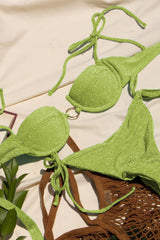 Avocado Sparkle Balconette Underwire Ring Tie Side Bikini Set