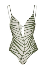Tropical Leaf Cut-Out One Piece Swimsuit