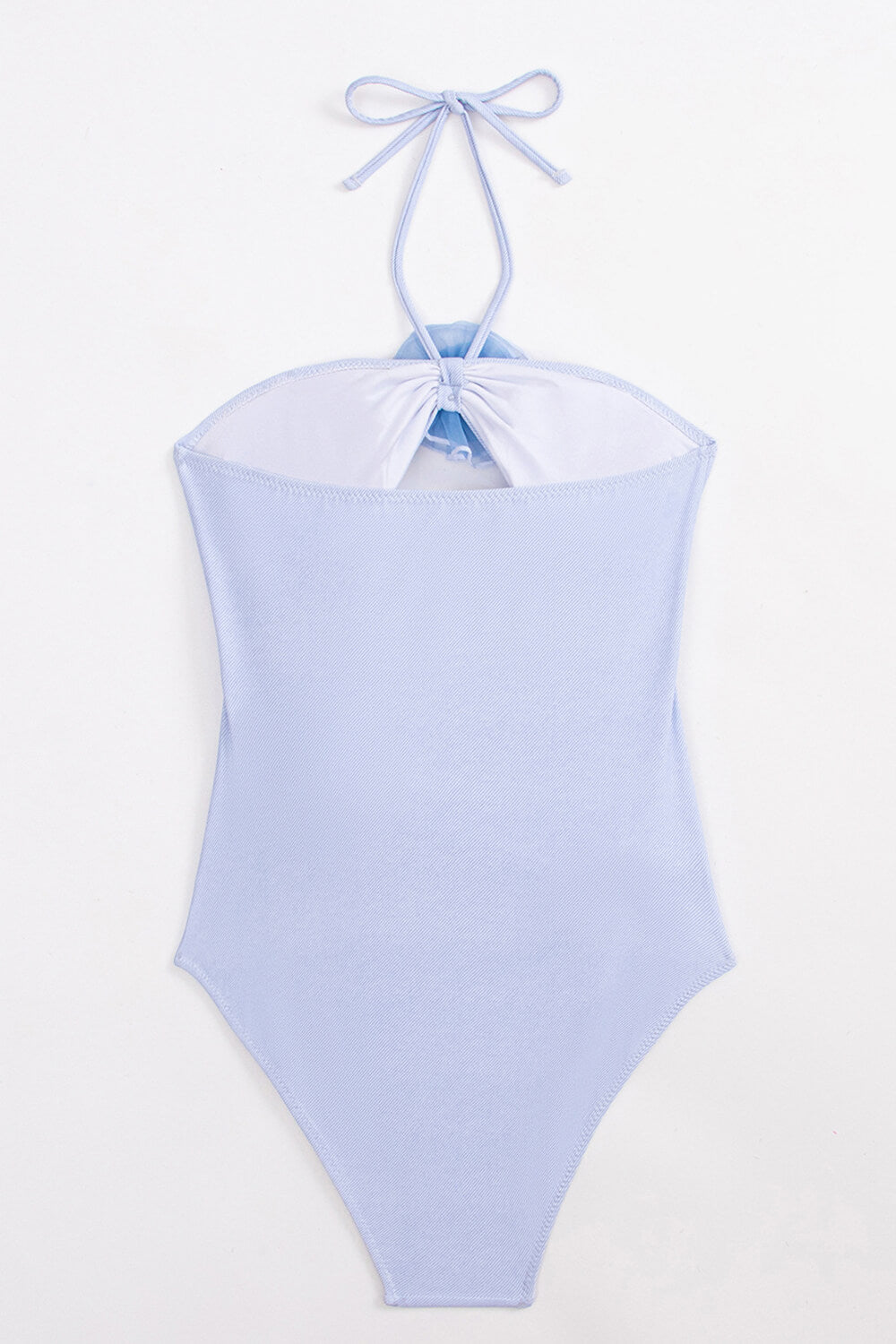 Rose Applique Halter Neck Cut-Out One Piece Swimsuit